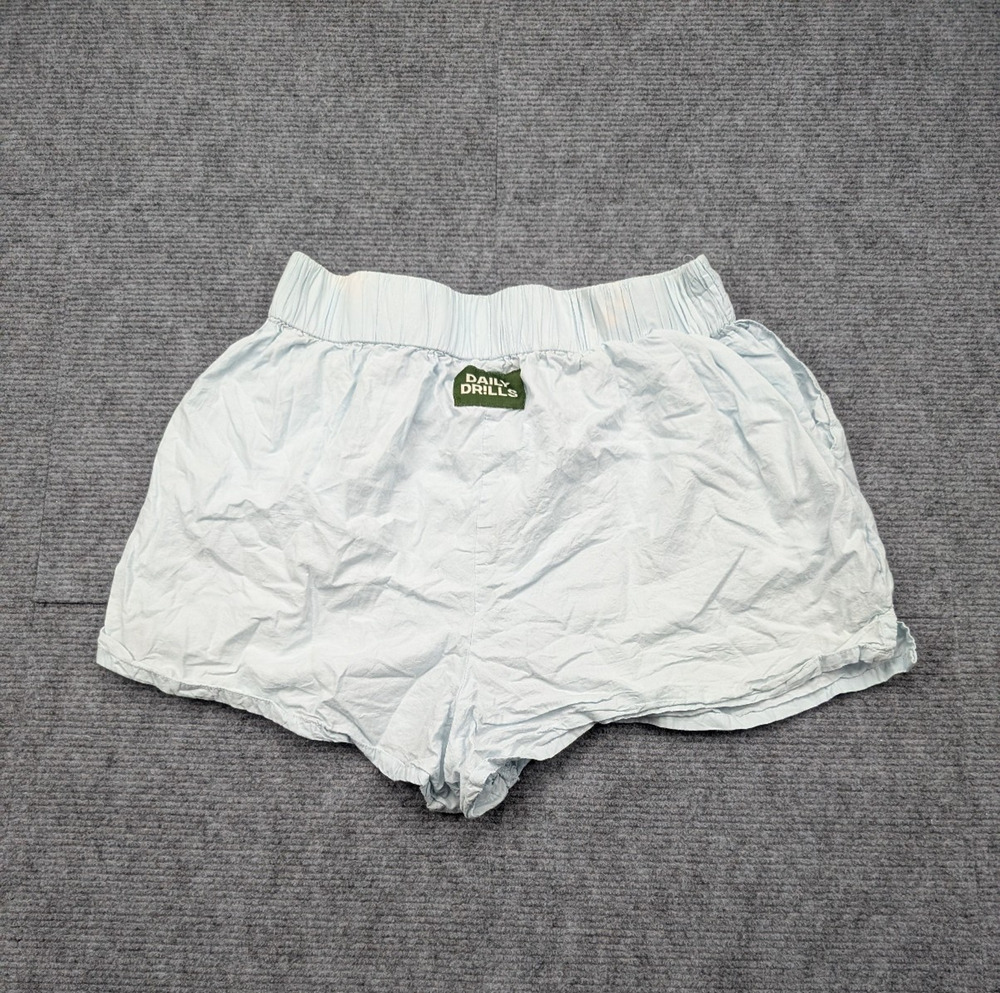 Daily Drills Poplin Boxer Shorts Womens Small Pajama Sleep Cotton Blue Light 90s